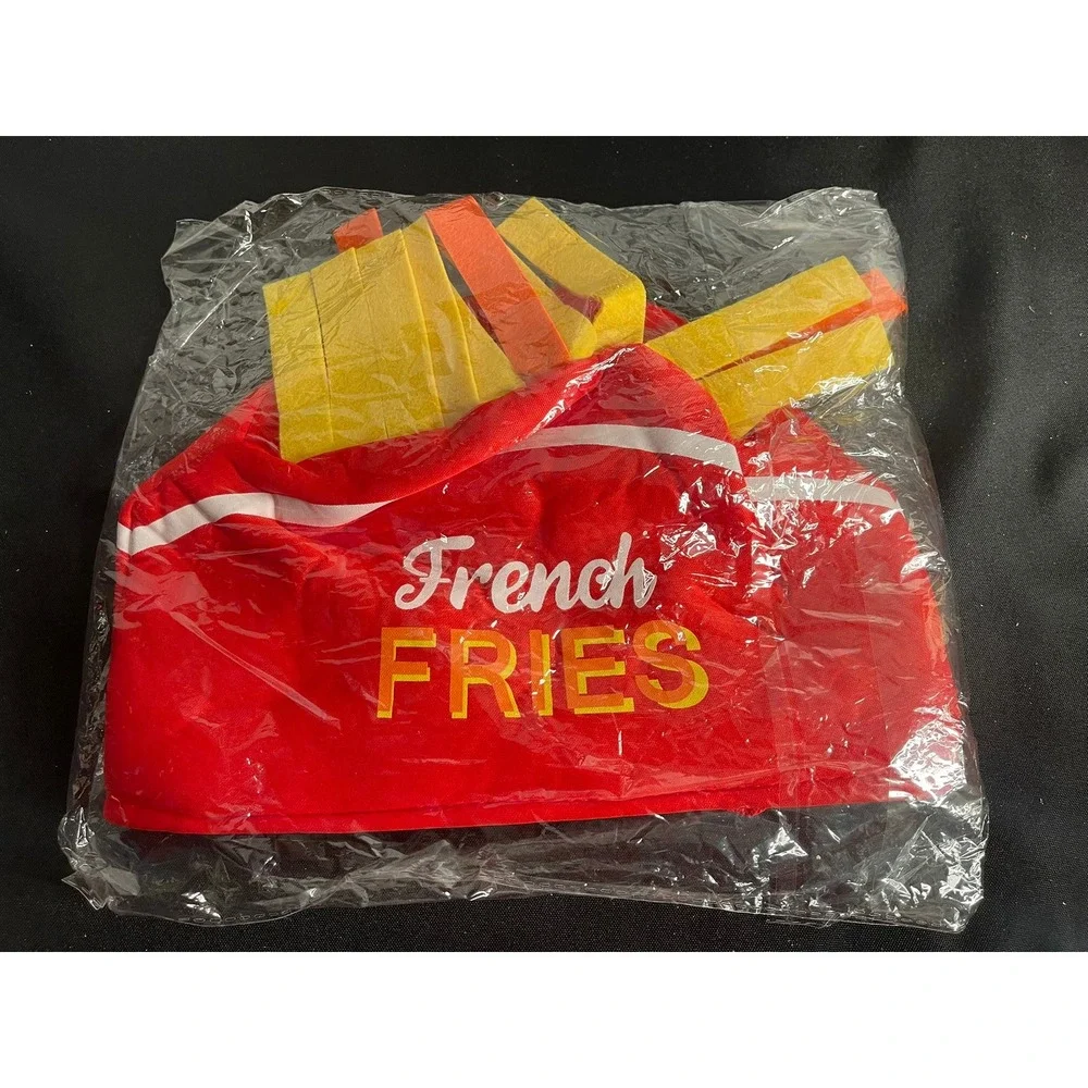 Novelty French Fries Costume Hat Red Fast Food Plush Party‎ Accessory One Size